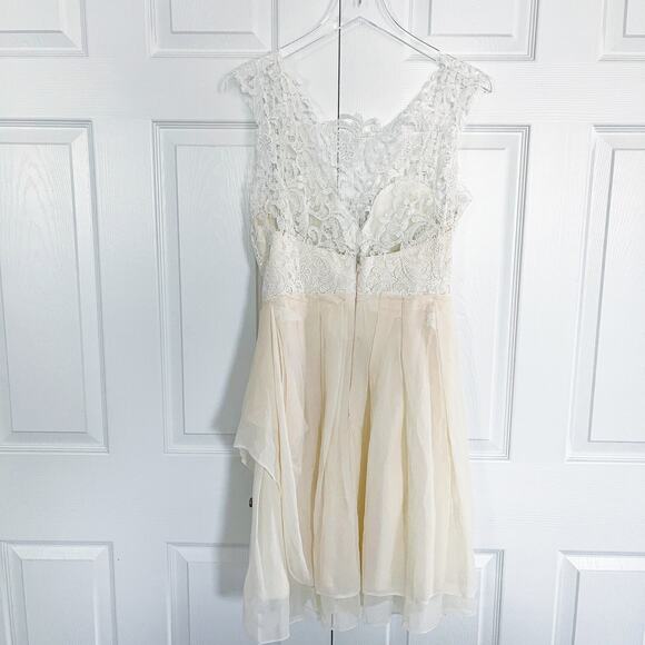 Sarah Seven Lace Overlay Sweetheart Neckline Fit and Flare Dress - Picture 8 of 12